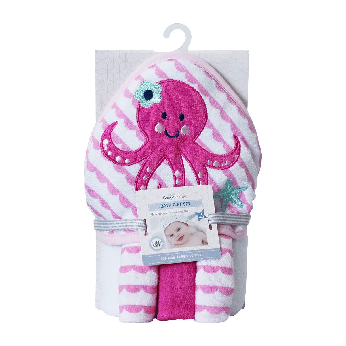 Snuggletime Hooded Towel with 3pk Facecloth Gift Set
