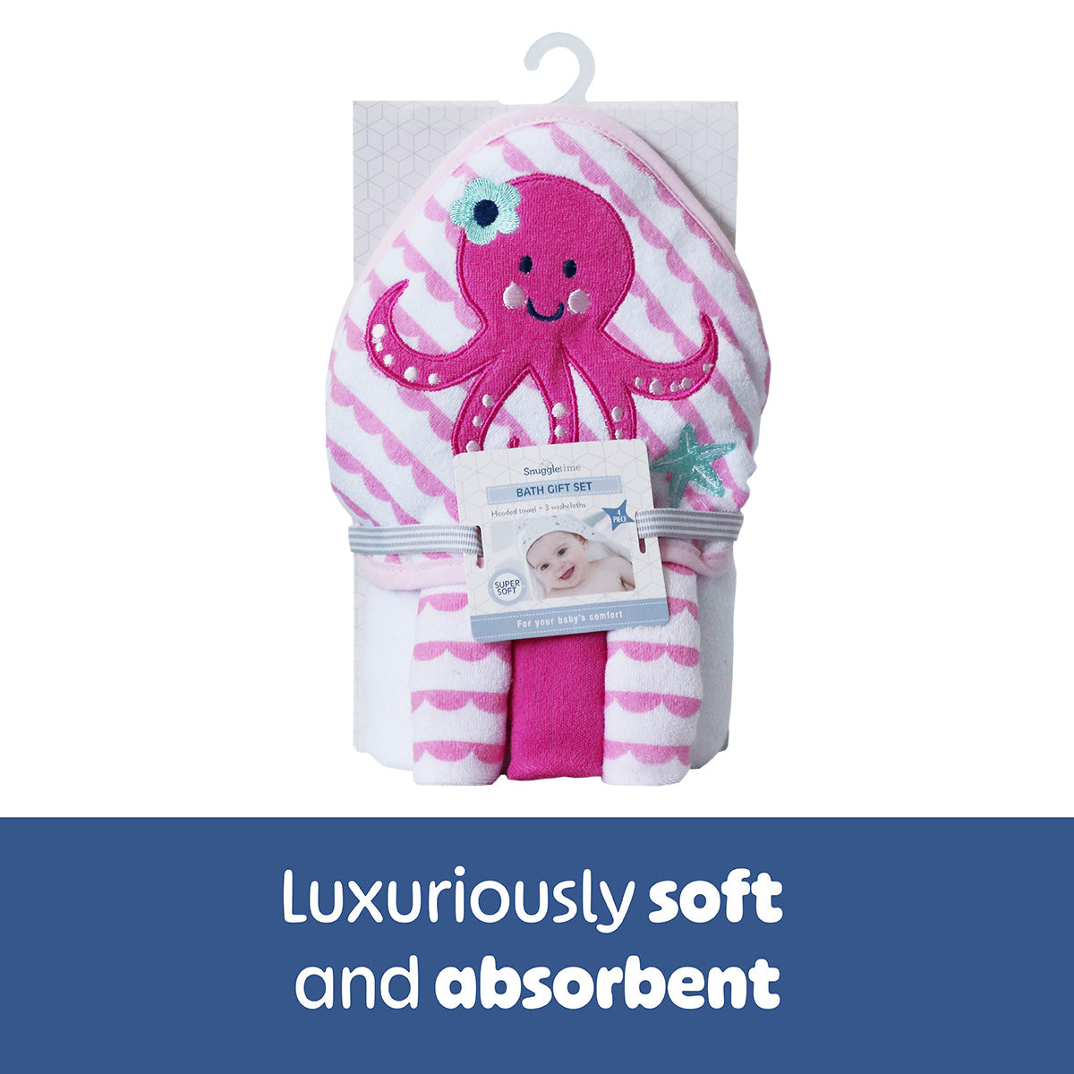 Snuggletime Hooded Towel with 3pk Facecloth Gift Set