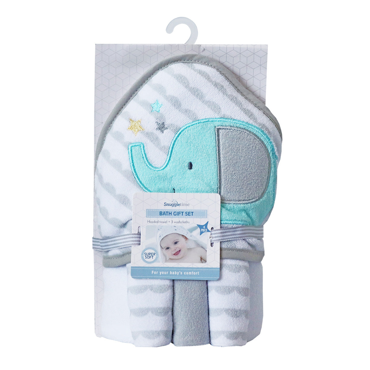 Snuggletime Hooded Towel with 3pk Facecloth Gift Set