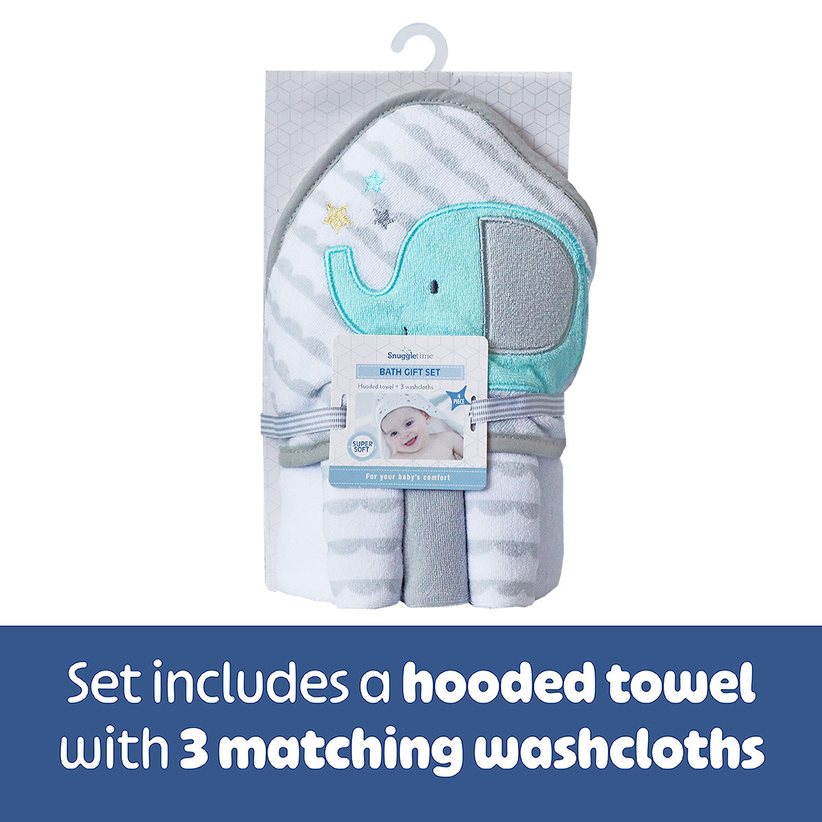 Snuggletime Hooded Towel with 3pk Facecloth Gift Set