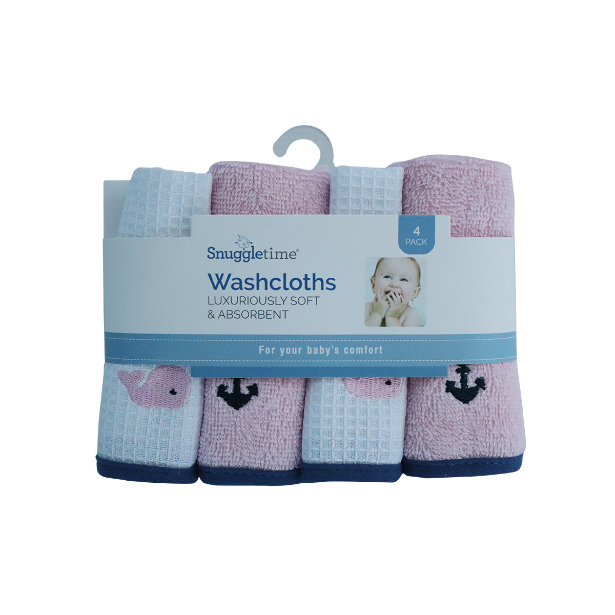 Snuggletime Nautica Whale 4pk Washcloths