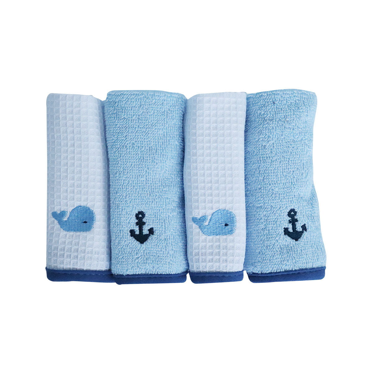 Snuggletime Nautica Whale 4pk Washcloths