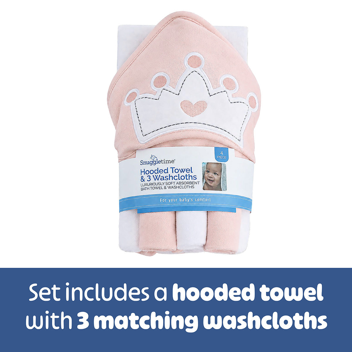 Snuggletime Hooded Towel with 3pk Facecloth Gift Set