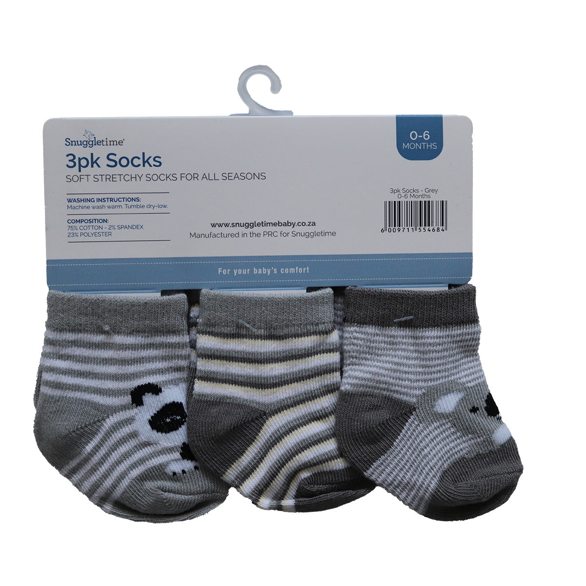 Snuggletime 3pk Socks 0-6 Months