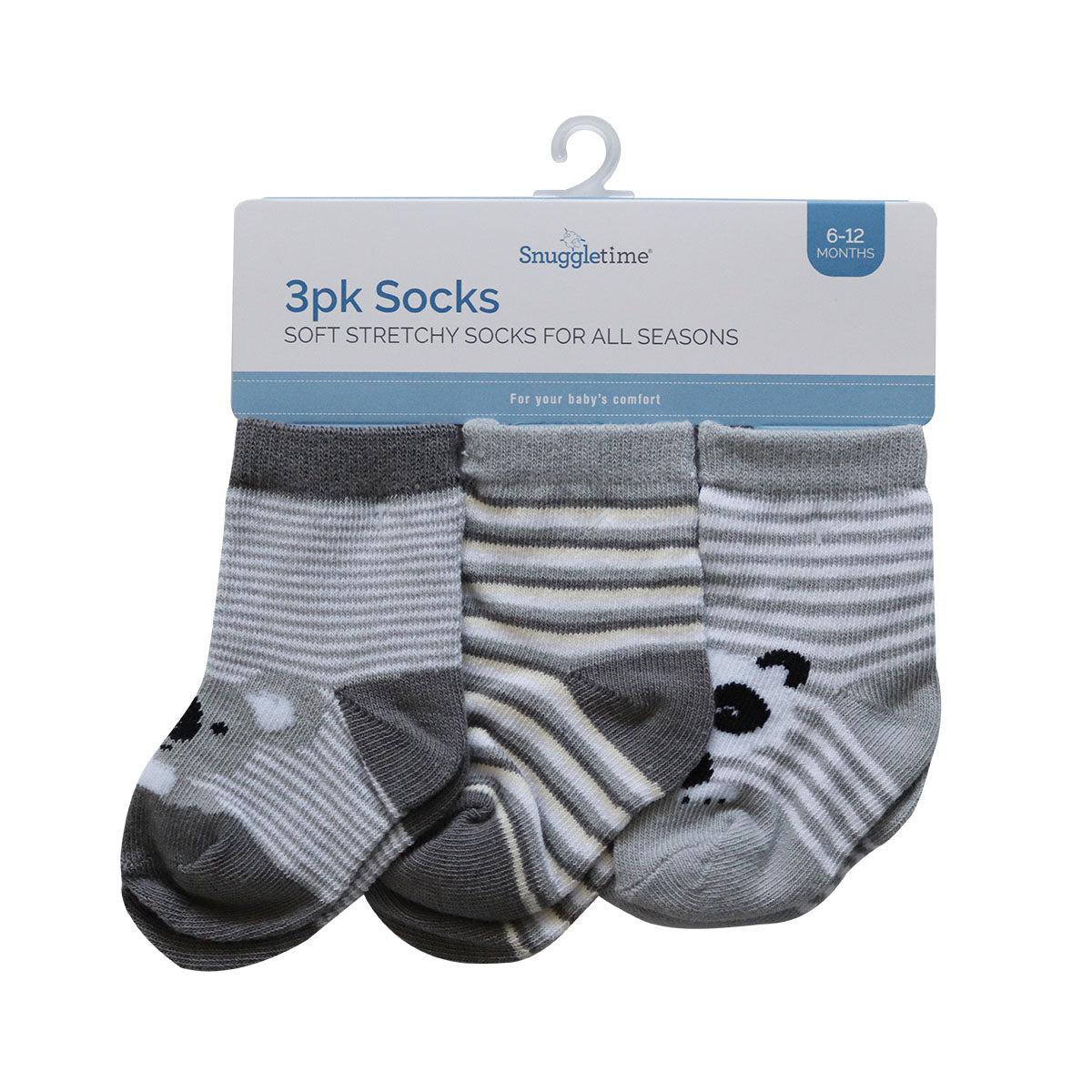 Snuggletime 3pk Socks 6-12 Months