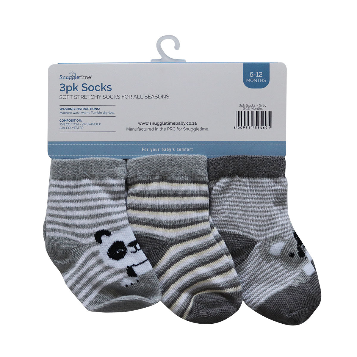 Snuggletime 3pk Socks 6-12 Months