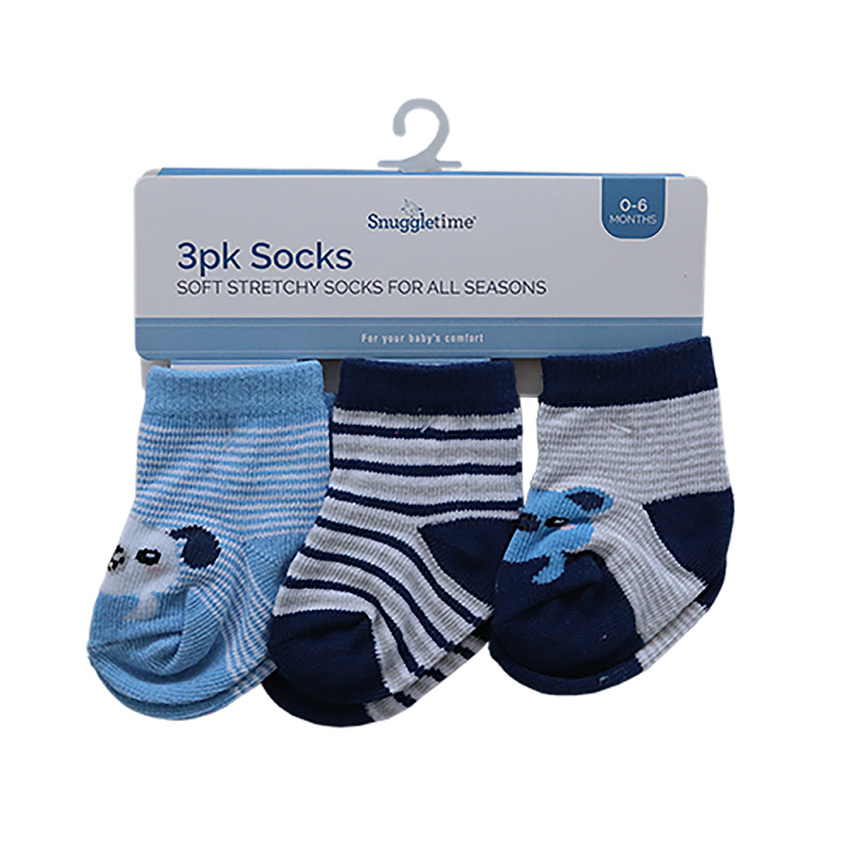 Snuggletime 3pk Socks 0-6 Months