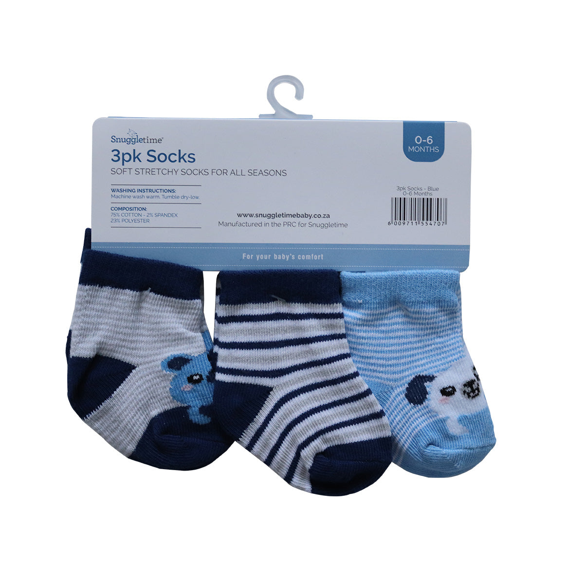 Snuggletime 3pk Socks 0-6 Months