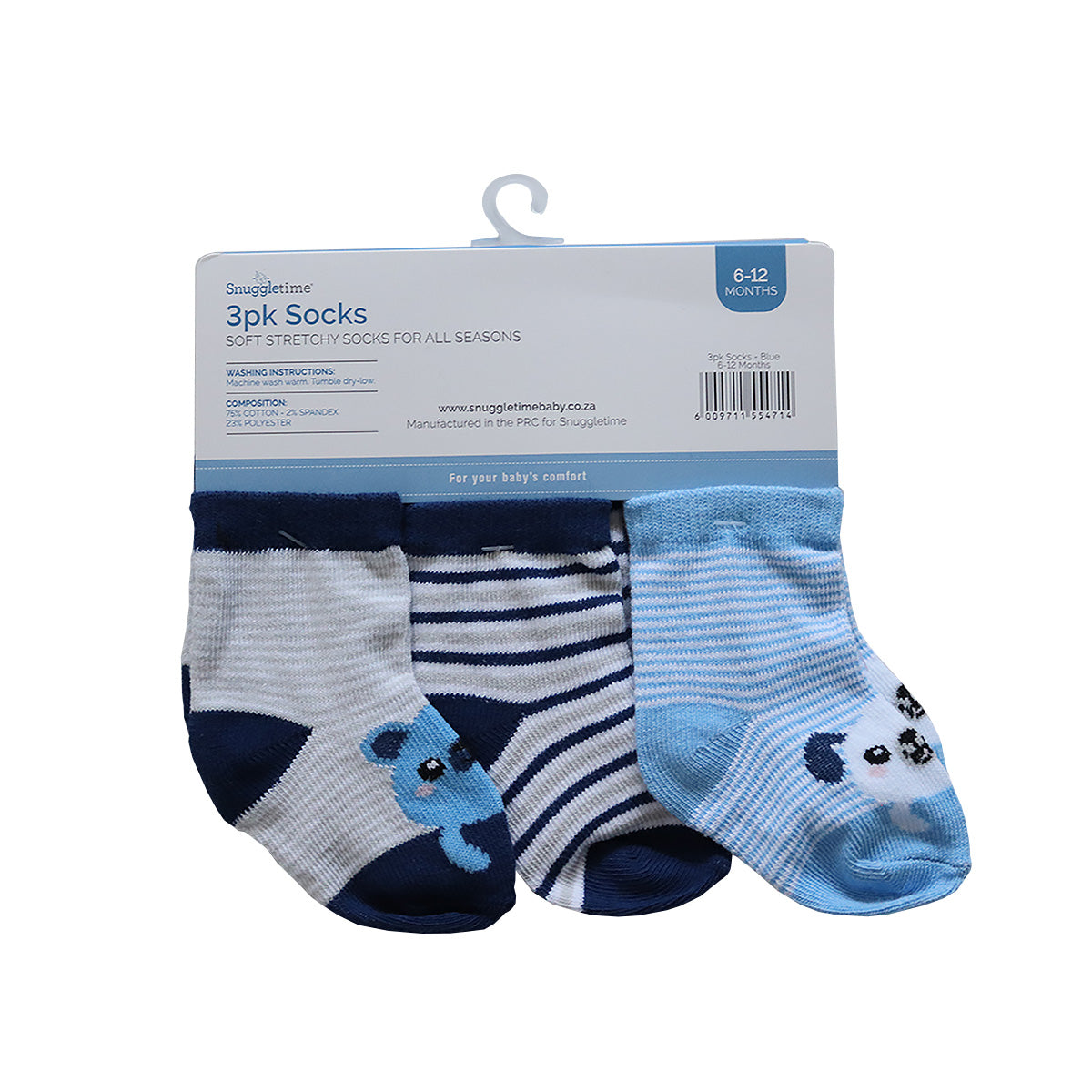 Snuggletime 3pk Socks 6-12 Months