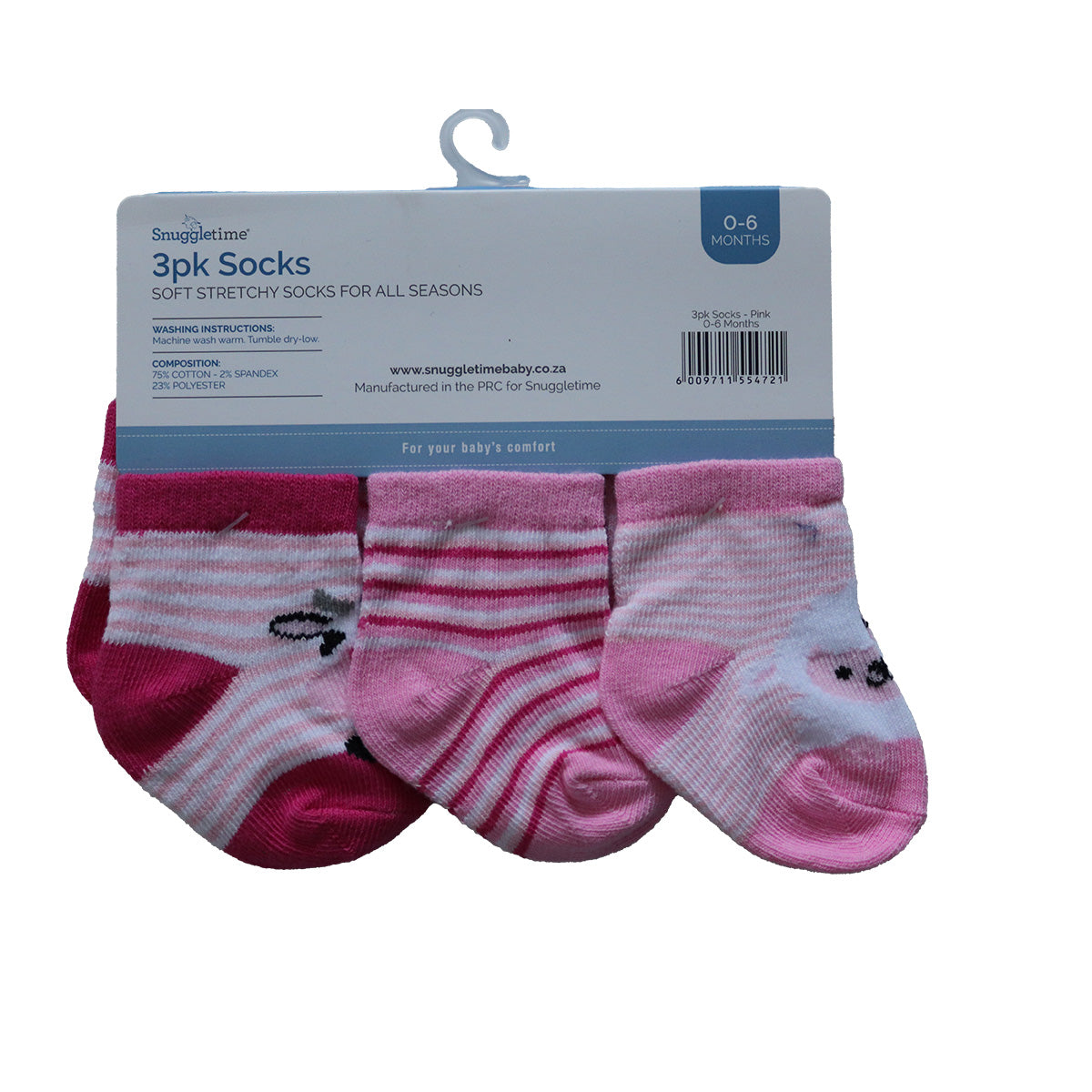 Snuggletime 3pk Socks 0-6 Months
