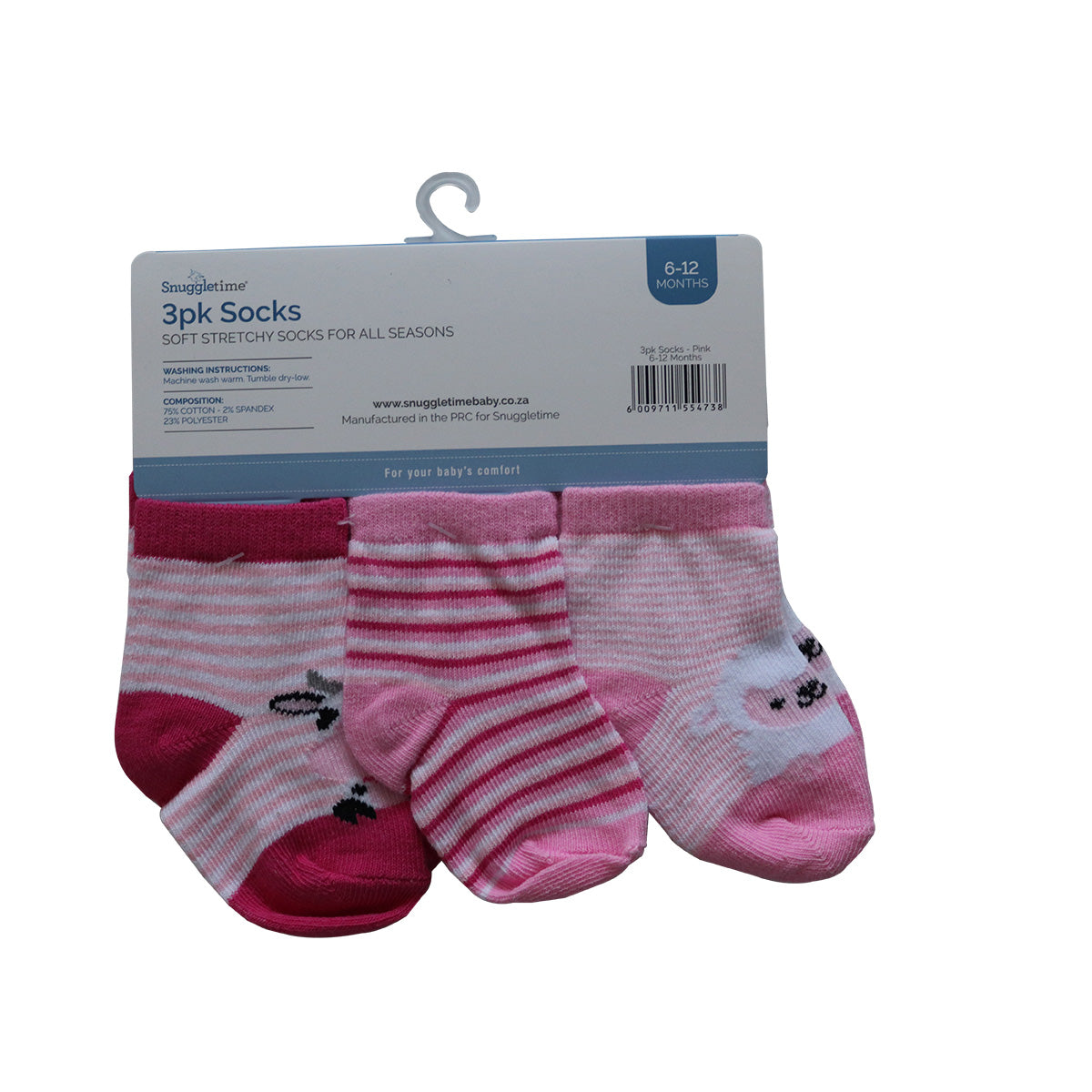 Snuggletime 3pk Socks 6-12 Months