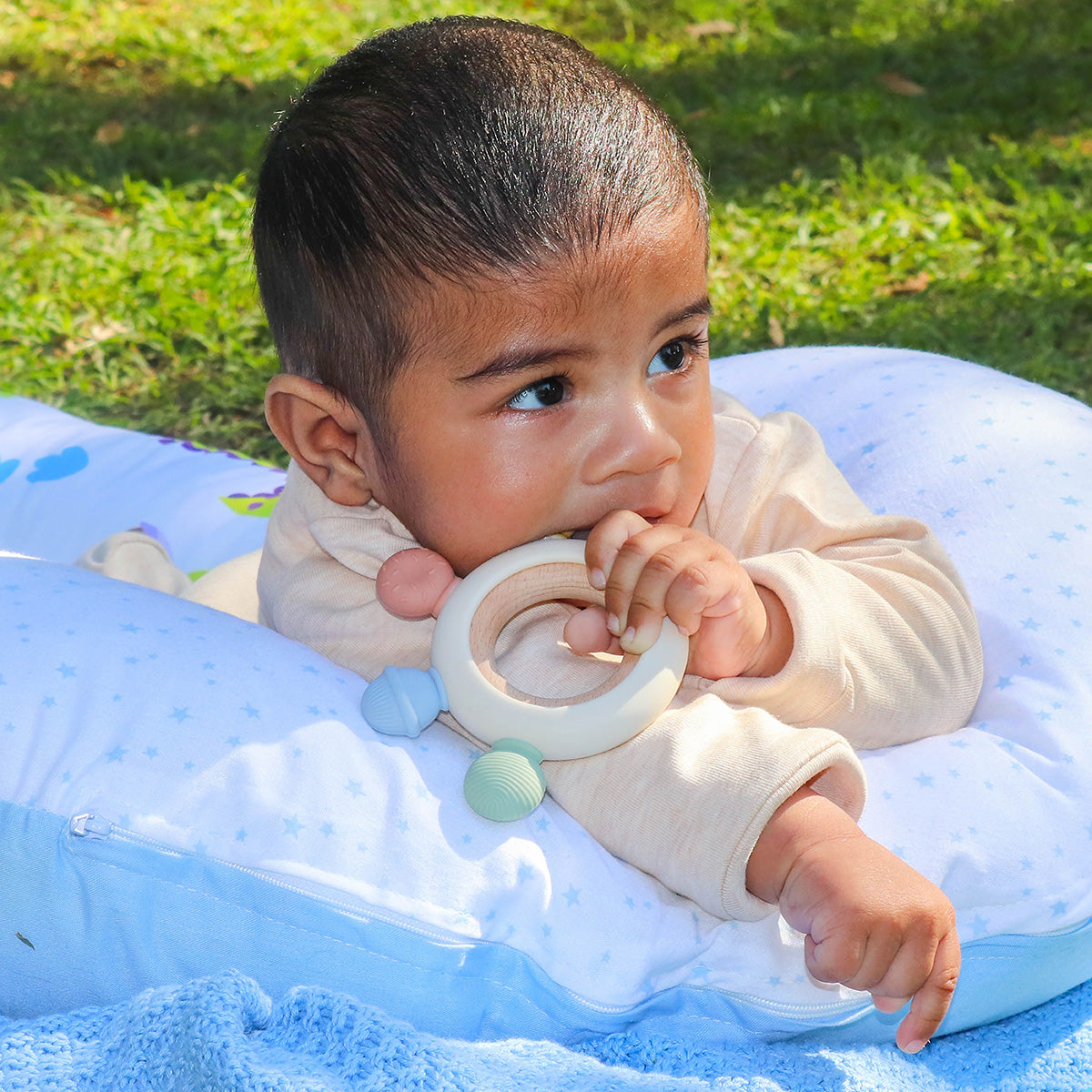 Back To Nature Silicone Chewable Teether With Wooden Ring