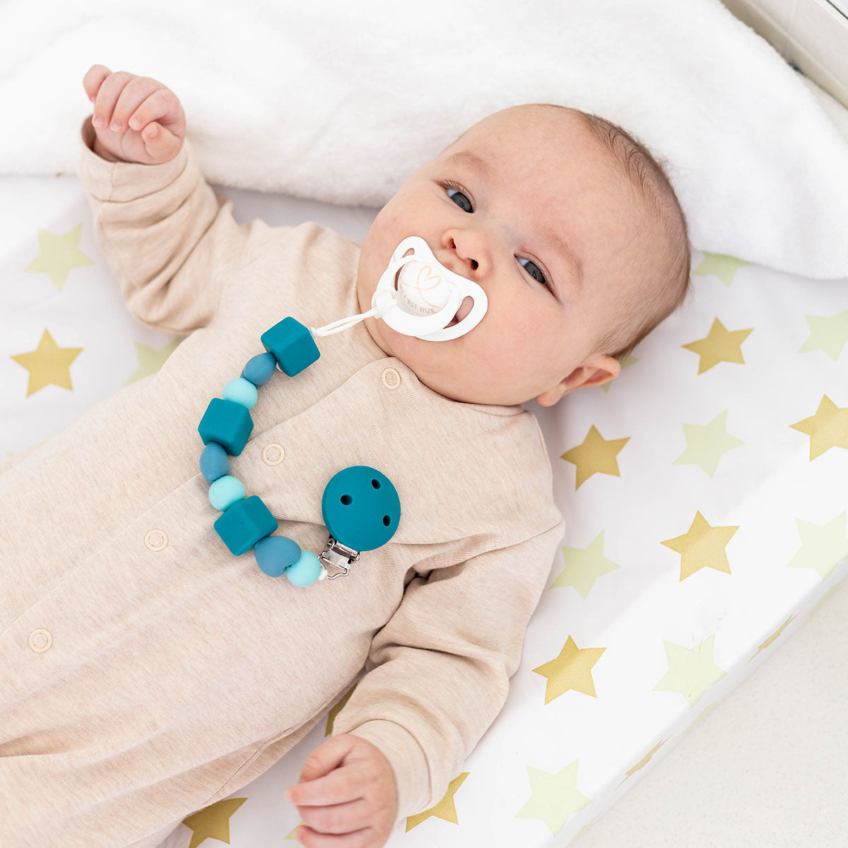 Back To Nature Silicone Pacifier Clip - Cubes