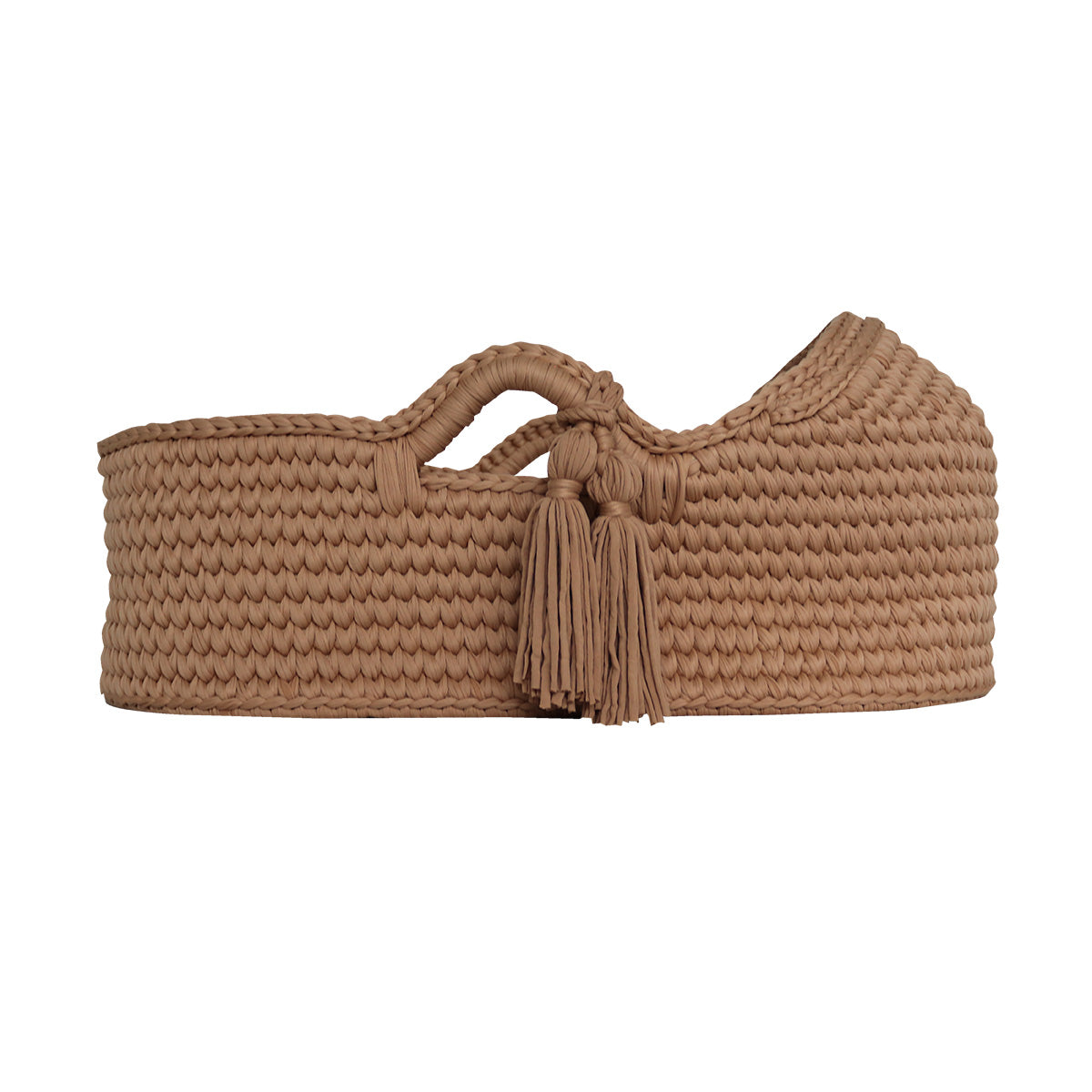 Snuggletime Woven Crochet Moses Basket with Wooden Rocking Stand