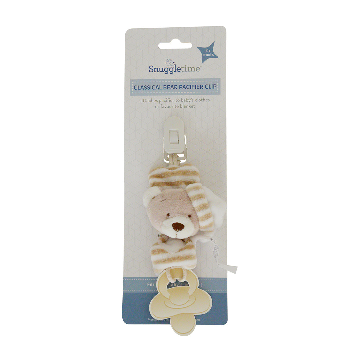 Snuggletime Classical Plush Bear Pacifier Clip