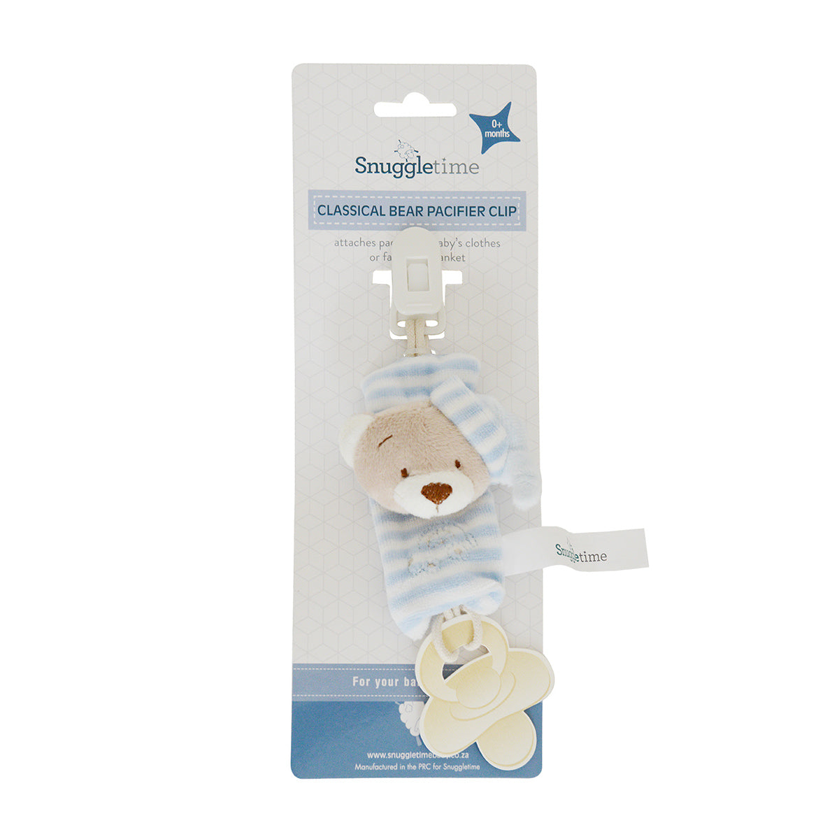 Snuggletime Classical Plush Bear Pacifier Clip