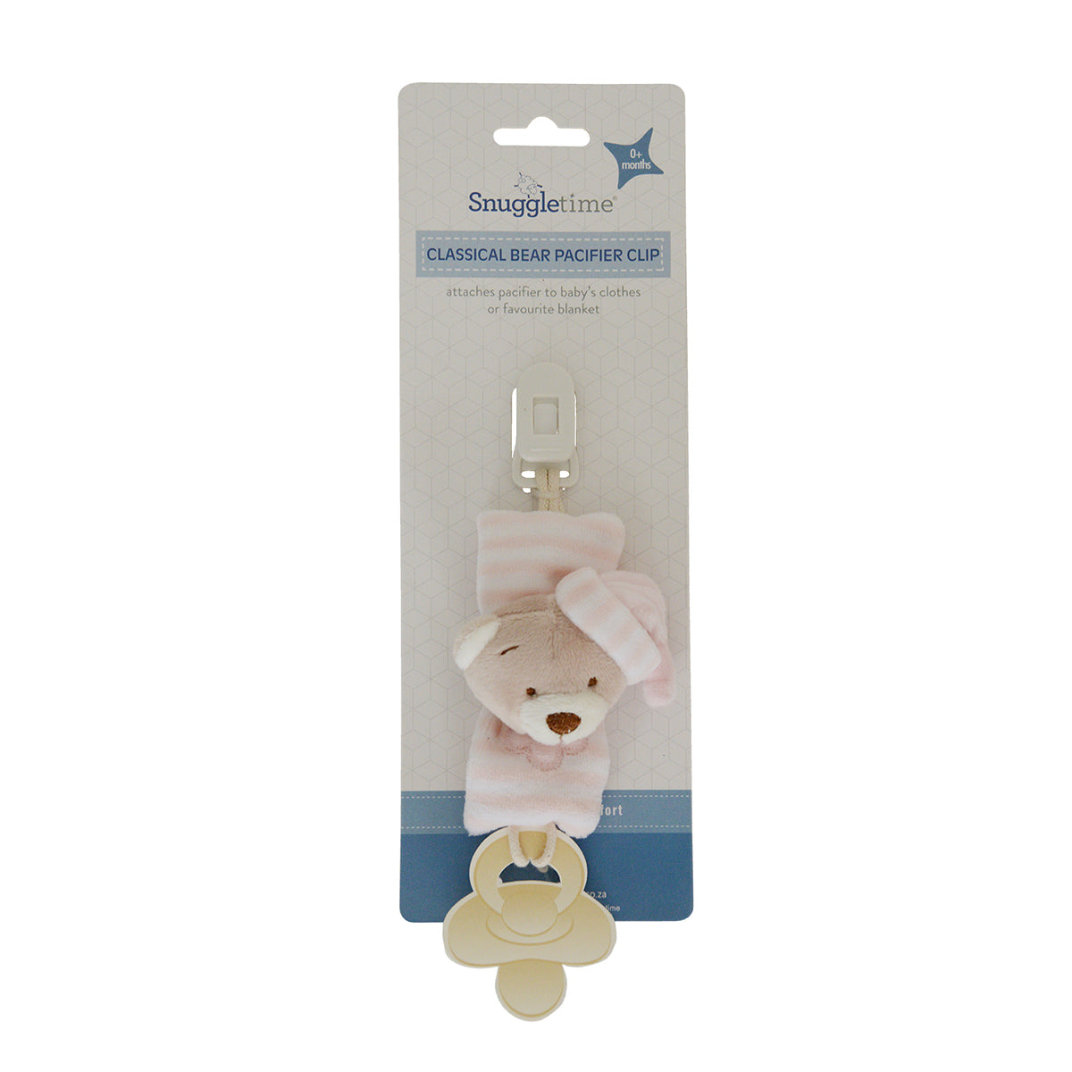 Snuggletime Classical Plush Bear Pacifier Clip